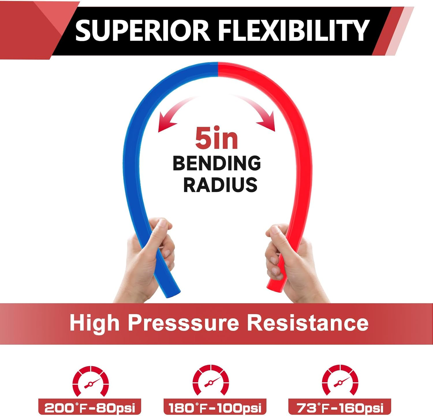 EFIELD 1/2 Inch 2 X100 Ft Pex-A Pipe/Tubing Blue & Red 200 Ft Length for Potable Water-For Hot/Cold Water-Plumbing Applications, with Free Pipe Cutter image number 1