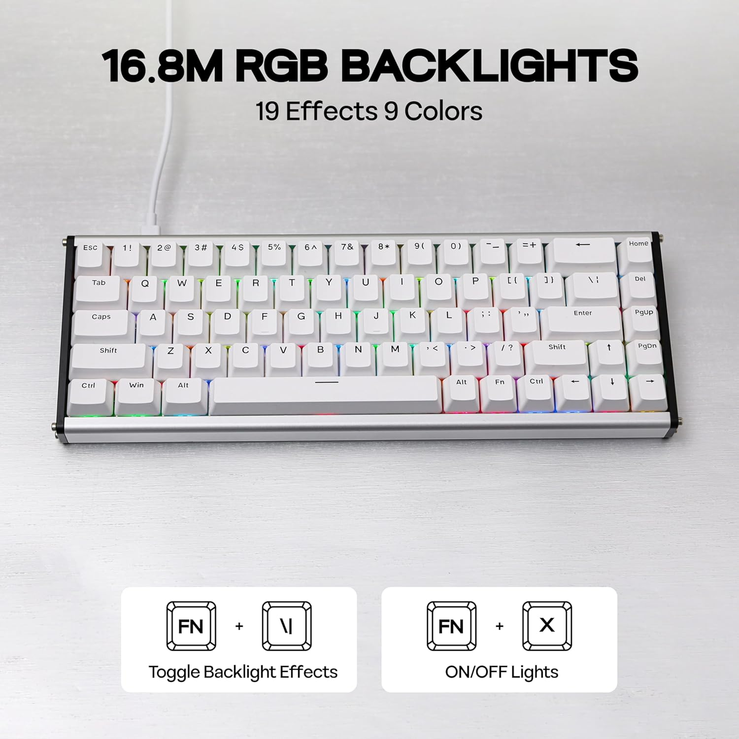 Mechlands AJAZZ ALUX68 HE Aluminum Rapid Trigger Gaming Keyboard with Magnetic Switch, Wired Hall Effect Keyboard with 8K Polling Rate, 0.125Ms Latency, RGB Backlight (White, ALUX68 Plus) image number 2