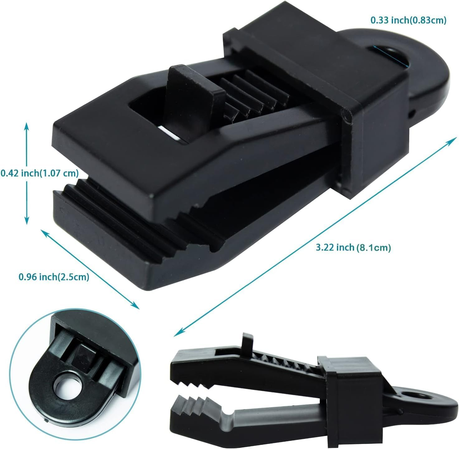 Black Tarp Clamps Heavy Duty - 15Pcs Tent Tarpaulin Clips with Lock Grip Thumb Screw - Camp Tent Clamp for Outdoor Use image number 3