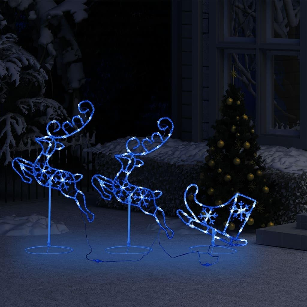 Acrylic Christmas Flying Reindeer Sleigh 260X21X87Cm Holiday Decor Outdoor image number 2