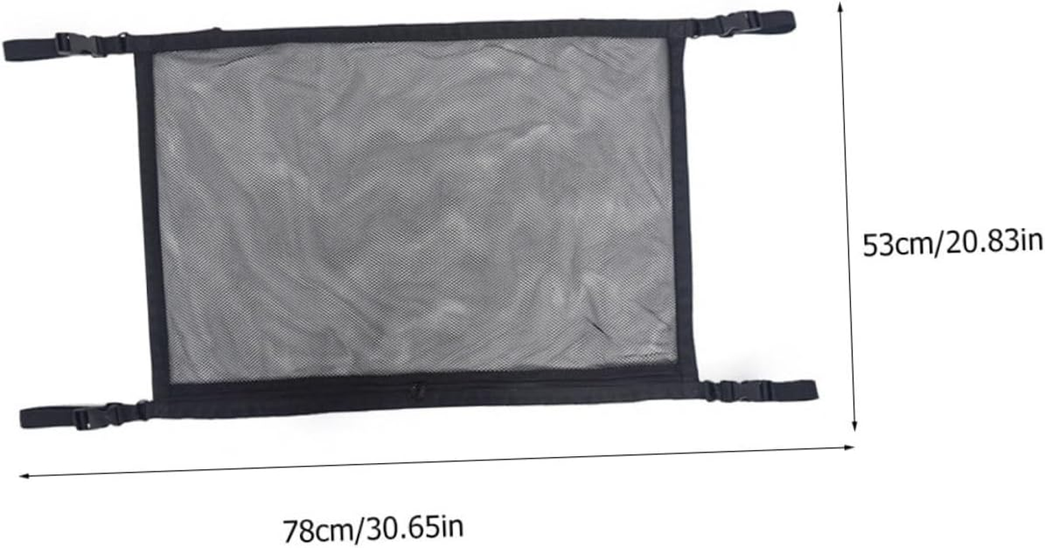Luxshiny Adjustable Car Ceiling Storage Net Mesh Zippered Roof Organizer Bag for Clothes Pillows Blankets Polyester with Straps Compact Auto Interior Roof Storage for Vehicle Models image number 2