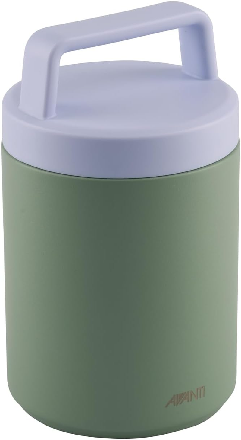 Avanti Insulated Food Jar with Nested Condiments Container and Leakproof Screw Top Lid with Carry Handle, 480Ml, Agave