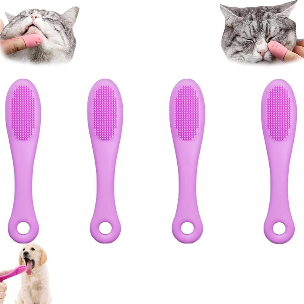Silicone Scrubber for Cats Chin Cleaner, Silicone Cat Scrubber for Chin, Cat Chin Scrubber, Multifunctional Silicone Brush, Silicone Finger Toothbrush for Puppies and Cats(8Pcs,Pink