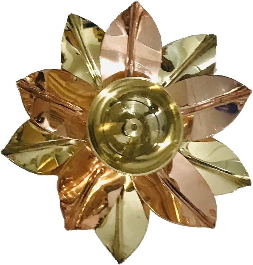 Brass Jyot Diya Lotus Shape Golden Diya Akhand Jyot Kamal Deepak Pooja Dia Puja Diwali Diya/Deepawali Deepak Oil Lamps/Christmas Decoration Engraved Unique Design Gift Items Size- 5" Inch