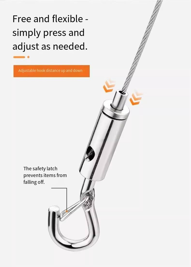 LORJE 2 PCS Adjustable Picture Hanging Rope Kit,1.5Mm Heavy Duty Stainless Steel Rope for Mirror Hanging Wire Kit Hardware, Billboards Hold up to 30Kg (2 Meters) image number 3