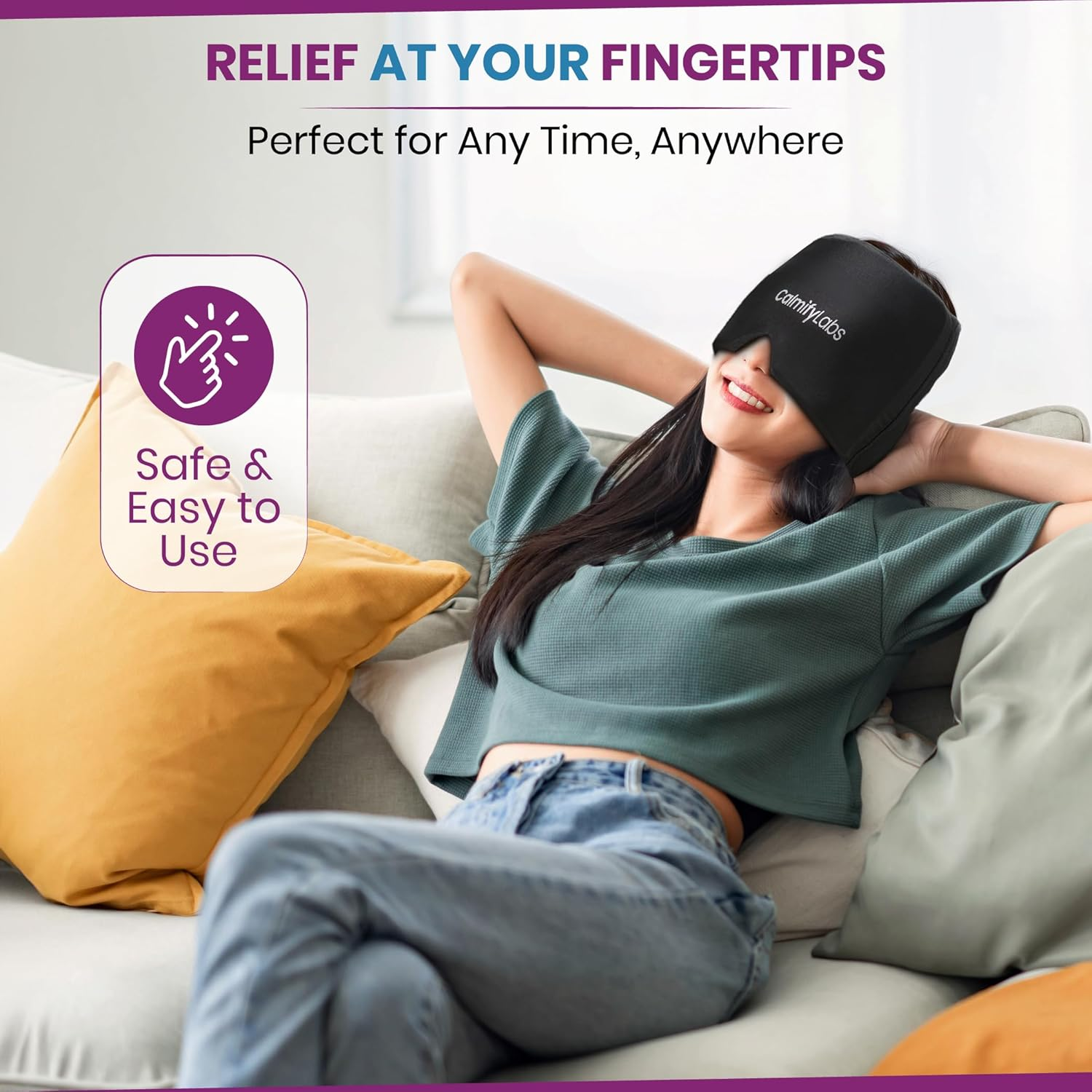 Migraine Relief Cap - Black, Hot & Cold Therapy Gel Cap for Migraine, Headache, Sinus Pressure, Stress, and Tension Relief - Reusable Ice Hat with Soothing Heat & Cold Compression for Neck and Forehead - Flexible, One Size Fits All, Comfortable and Drug-Free Relief for Men & Women - Ideal for Hot or Cold Therapy to Soothe Pain & Discomfort, Cooling Gel Migraine Hat (Black, Standard) image number 6