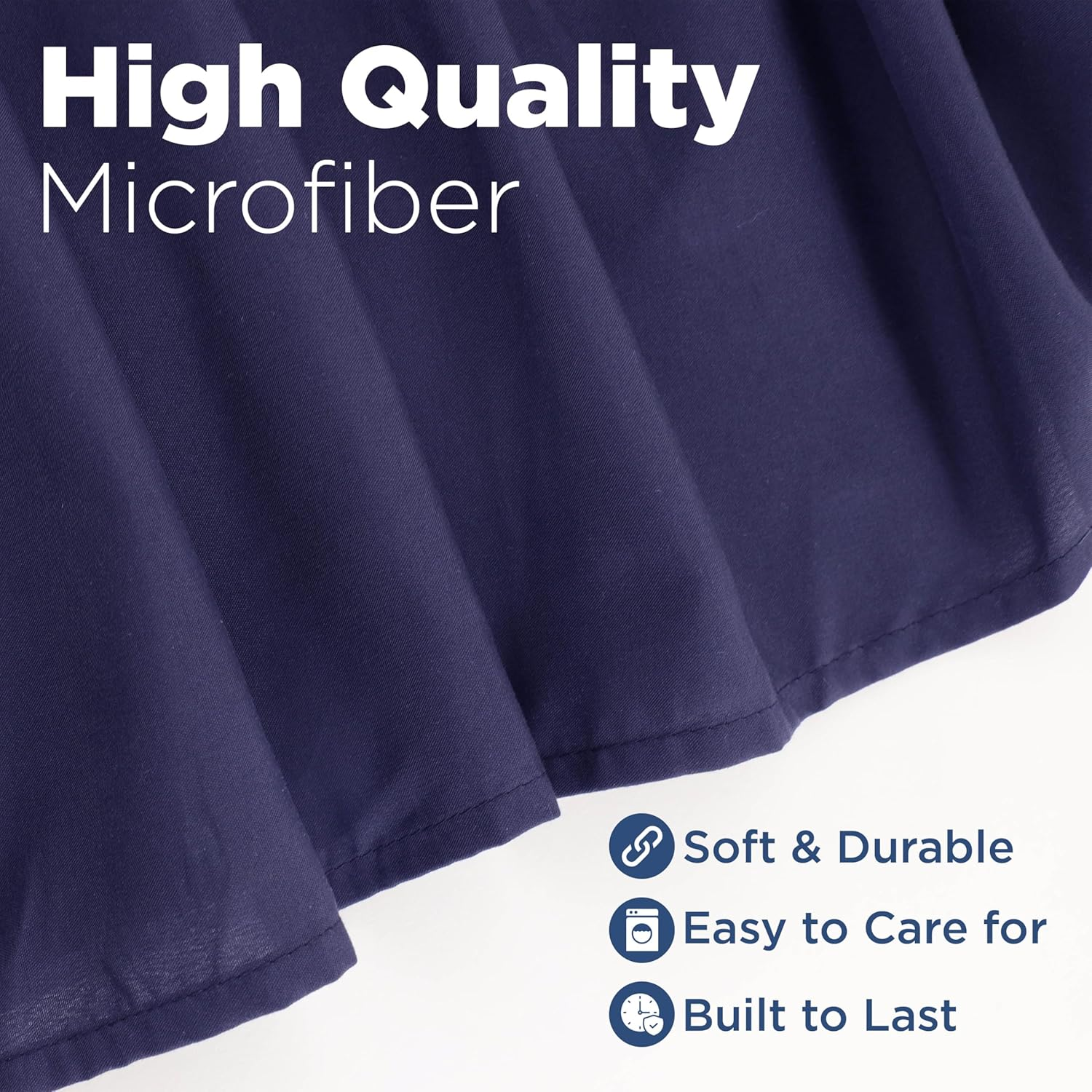 Martex Queen Ruffle Bed Skirt | Easy Fit Bed Skirts | Microfiber Bed Skirt | 15 Inch Drop | Hotel Quality Bedskirt | Navy image number 5