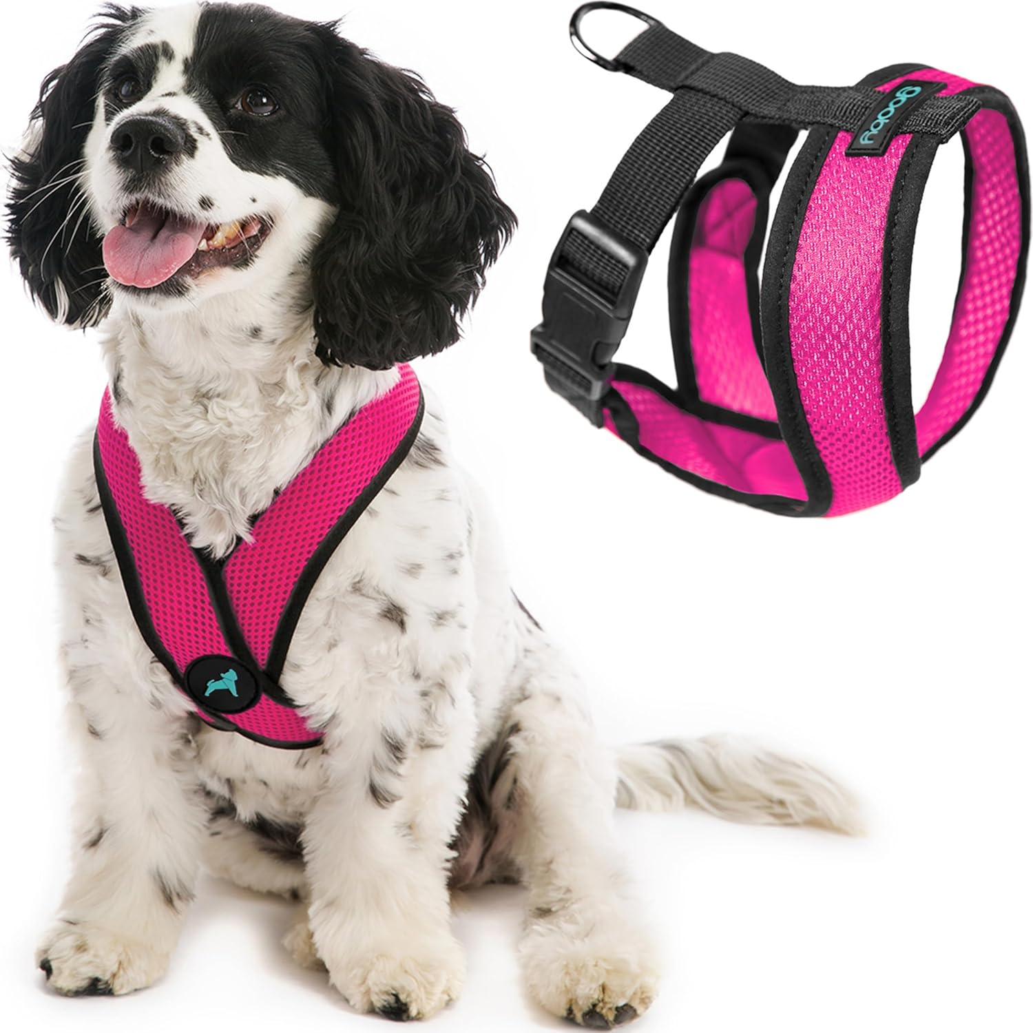 Gooby - Comfort X Head-In Harness, Choke Free Small Dog Harness with Micro Suede Trimming and Patented X Frame, Blue, Medium