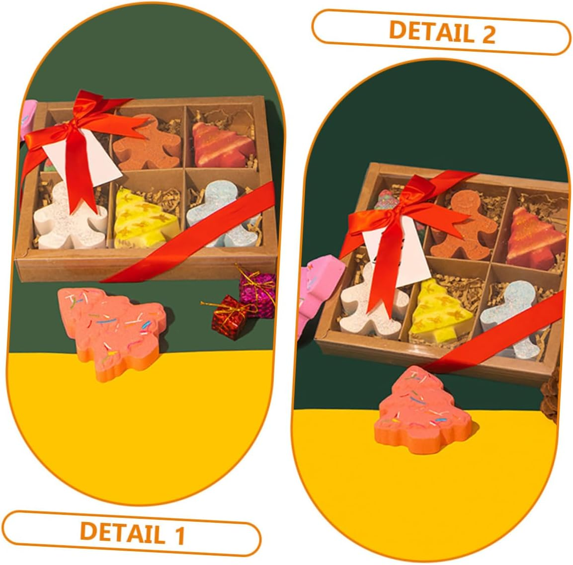 Gogogmee 6Pcs Christmas Gingerbread Man Bath Salt Fragrance Bathing Salt for Relaxation Skin Friendly Bubble Bath Experience for Family Fun image number 1