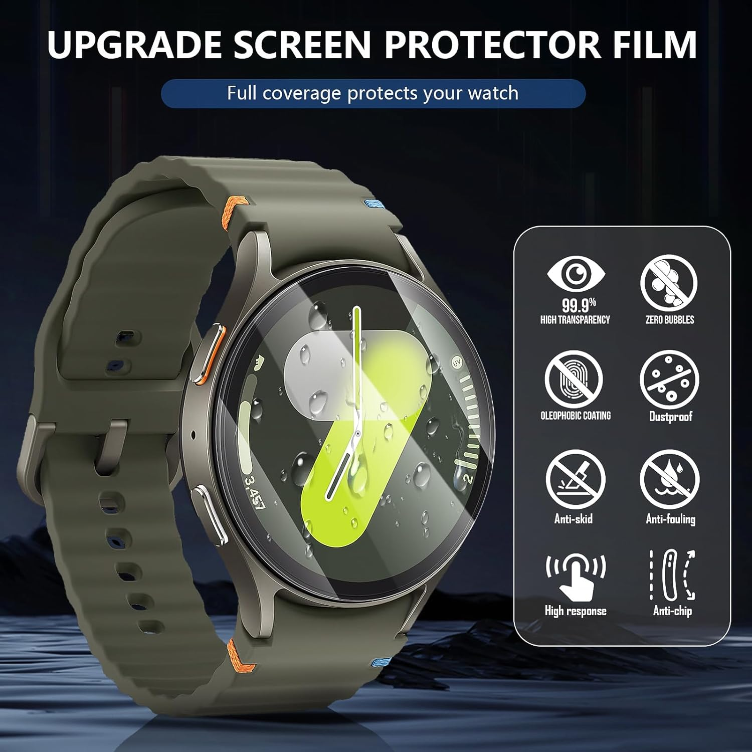 Diruite 4-Pack for Samsung Galaxy Watch 7/6/5/4 44Mm Screen Protector, [Perfectly Fit] 9H Hardness HD Clear Anti-Scratch Tempered Glass image number 1