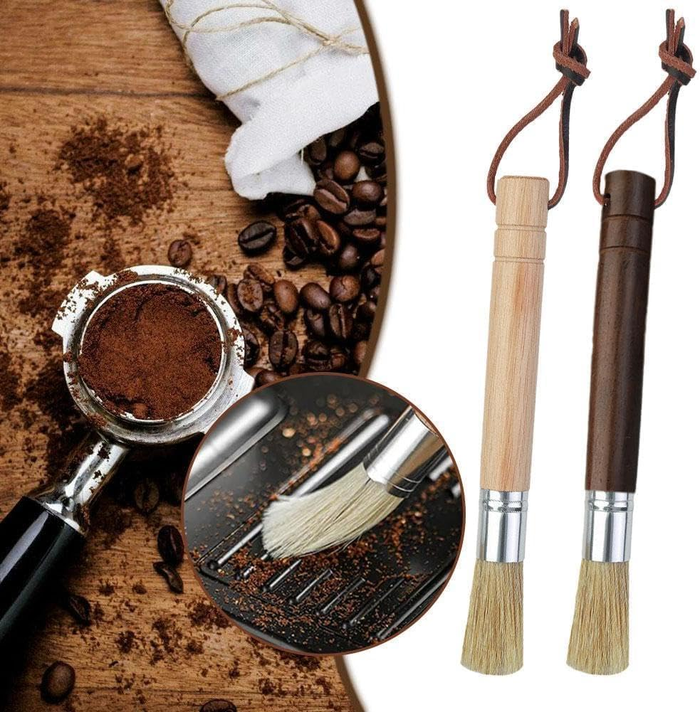 Coffee Grinder Cleaning Brush,1Pc Natural Boar Bristles Handle Espresso Machine Cleaning Brush,Coffee Grinder Brush Natural Bristle Cleaning Brush,Natural Bristles Wood Dusting Espresso Brush,Brown - Brown image number 4