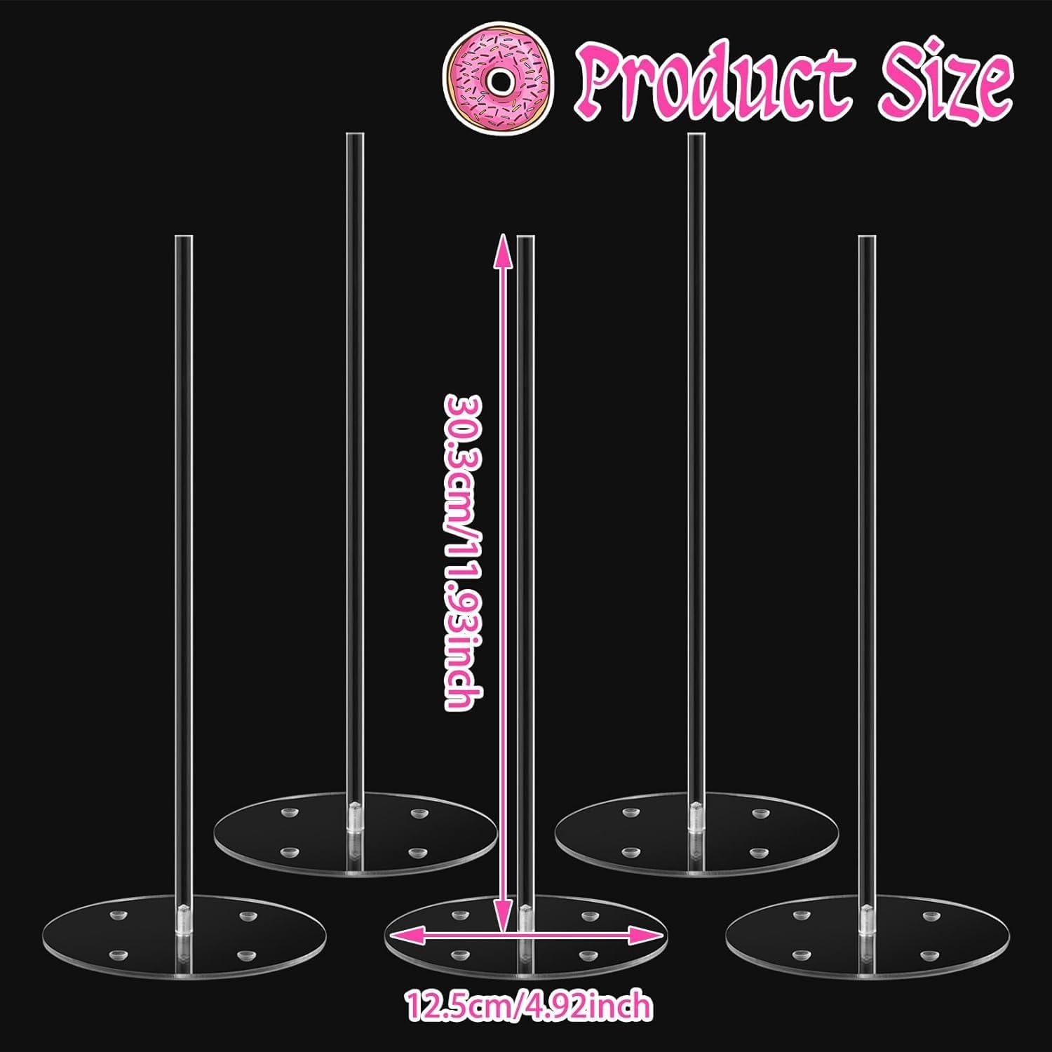 THJOPOKEEL 6 Pack Acrylic Donut Stand, Acrylic Bagel Stand, Clear Doughnut Holder, Donut Display Stand for Dessert Table, Bagel Display Tower for Birthday, Wedding, Baby Shower, Christmas, Party image number 4