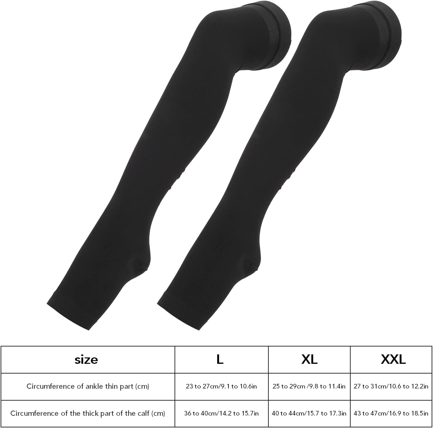 Compression Stockings, Lightweight Comfortable Support Stockings Elastic Material 23 to 32Mmhg Reinforcement for Leg (L) image number 5