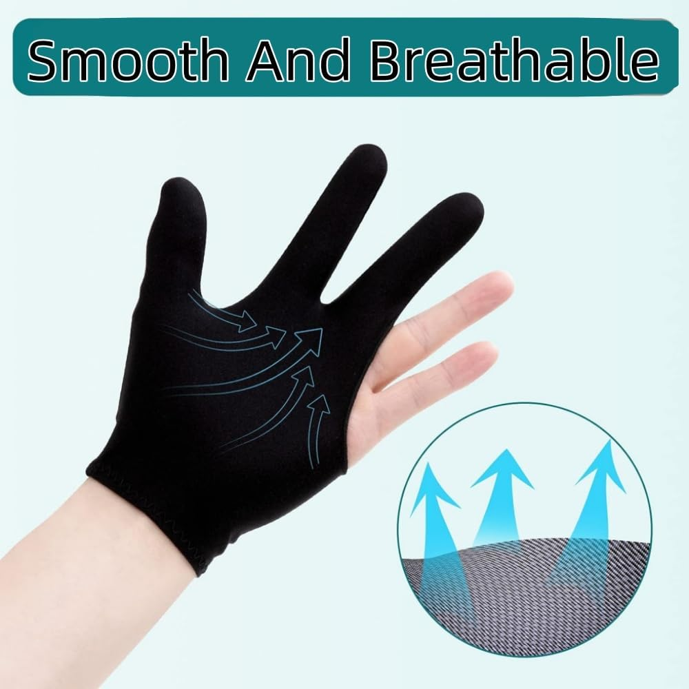 10PCS Billiard Gloves Black Both Hands Suitable Snooker Pool Gloves image number 1