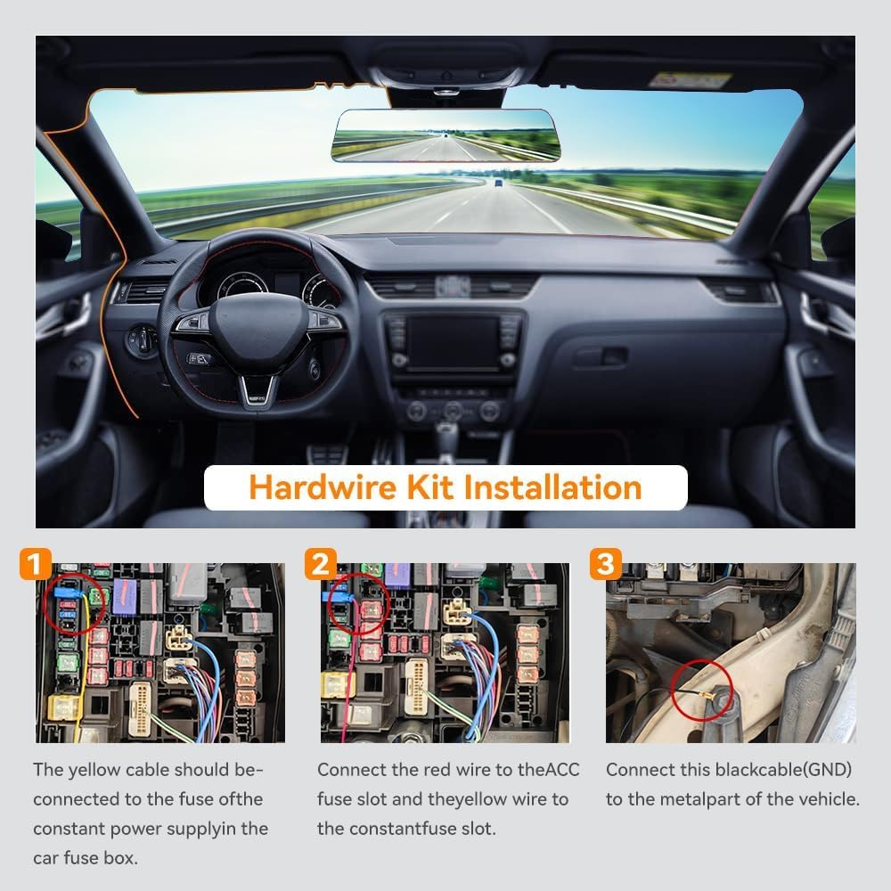WOLFBOX USB C 4A Acc Hardwire Kit 20Ft for All WOLFBOX Dash Cams, Converting 12V-24V to 5V, with Battery Drain Protection image number 4