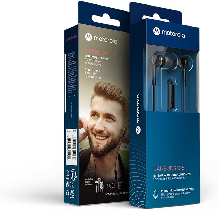 Motorola Earbuds 105 Earphone, anti Noise with Mic - Black image number 1