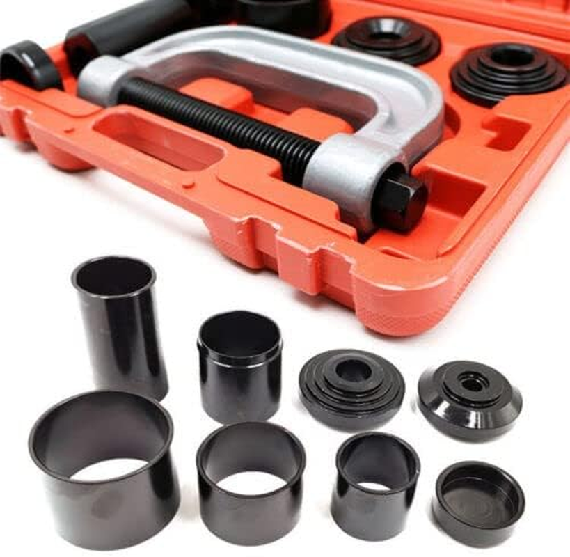 LEDON 10Pc Ball Joint Press Service Kit Remover Separator Adaptor 4X4 Garage Tool Includes C-Frame, Forcing Screw, Adapters & Cups - Garage Mechanic Essential image number 1