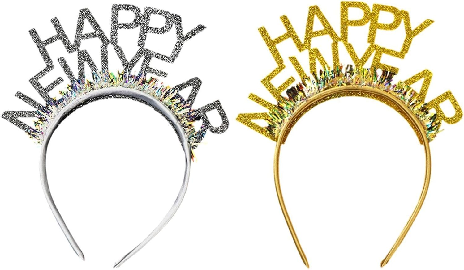 YSJCHEBS 2 Pieces Happy New Year Headbands, Headband Decoration for Women, Fashion Headbands with Lettering, New Year Accessories, New Year Party Headbands, Hairstyle Decoration
