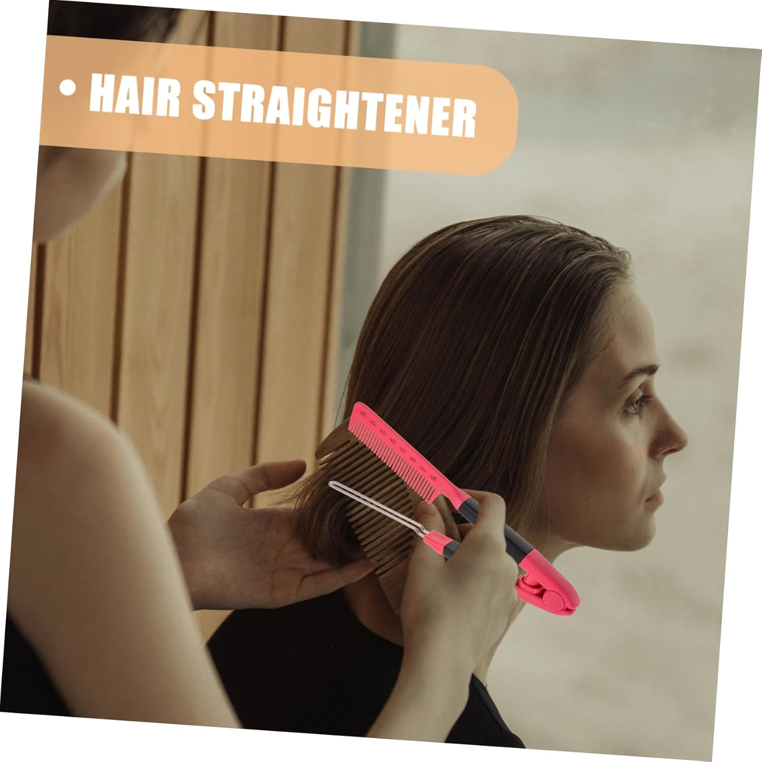 V-Shaped Hair Straightener Comb Foldable Hair Styling Tool for Women Home Hairbrush Haircut Supplies Rose Red image number 6