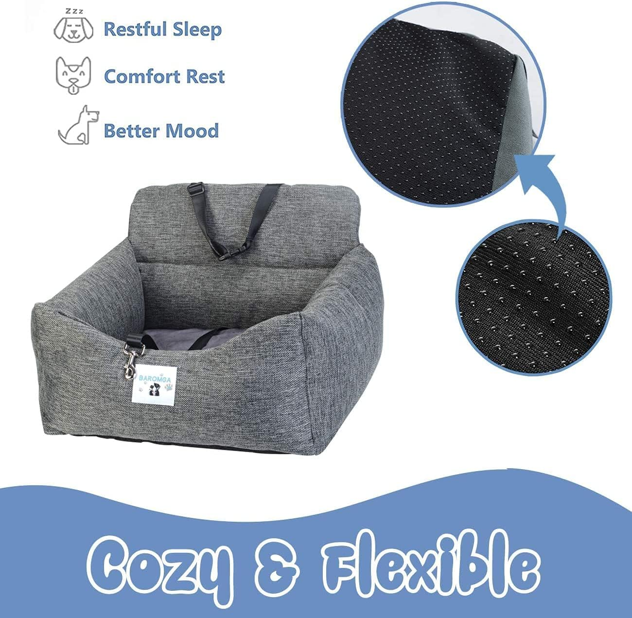 Forubar Pet Dog Car Booster Seat, Portable Pet Travel Safety Car Seat, Waterproof Dog Travel Bed Bag, Portable Folding Carrier with Seat Belt Removable/Adjustable (Medium) image number 1