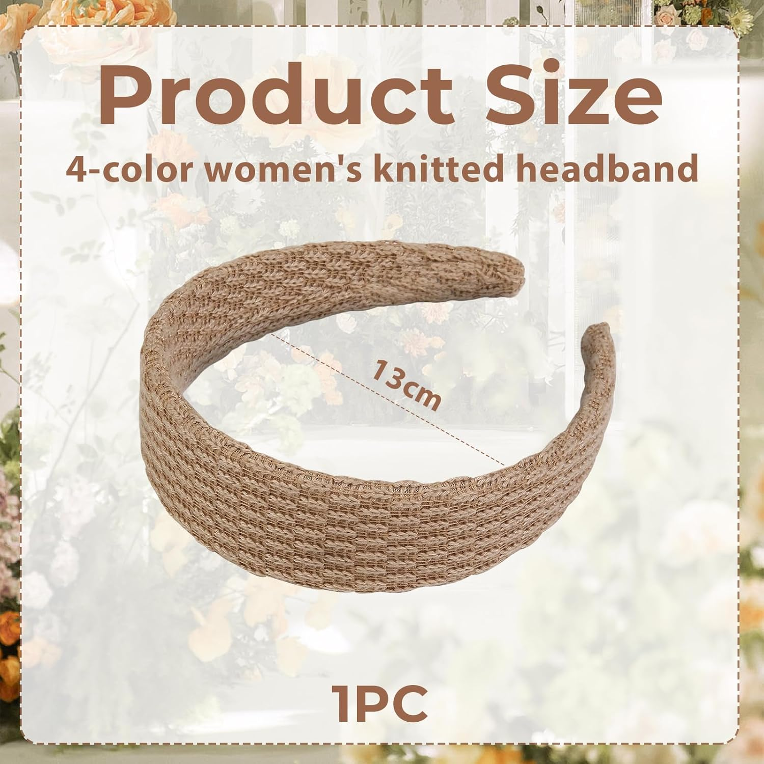 Auroriel 4 Piece Headbands for Women Knitted Trendy 4 Cm Wide Headbands Non-Slip Cute Hair Bands for Girls Solid Color Elastic Hair Bands for Women Hair Fashion image number 6