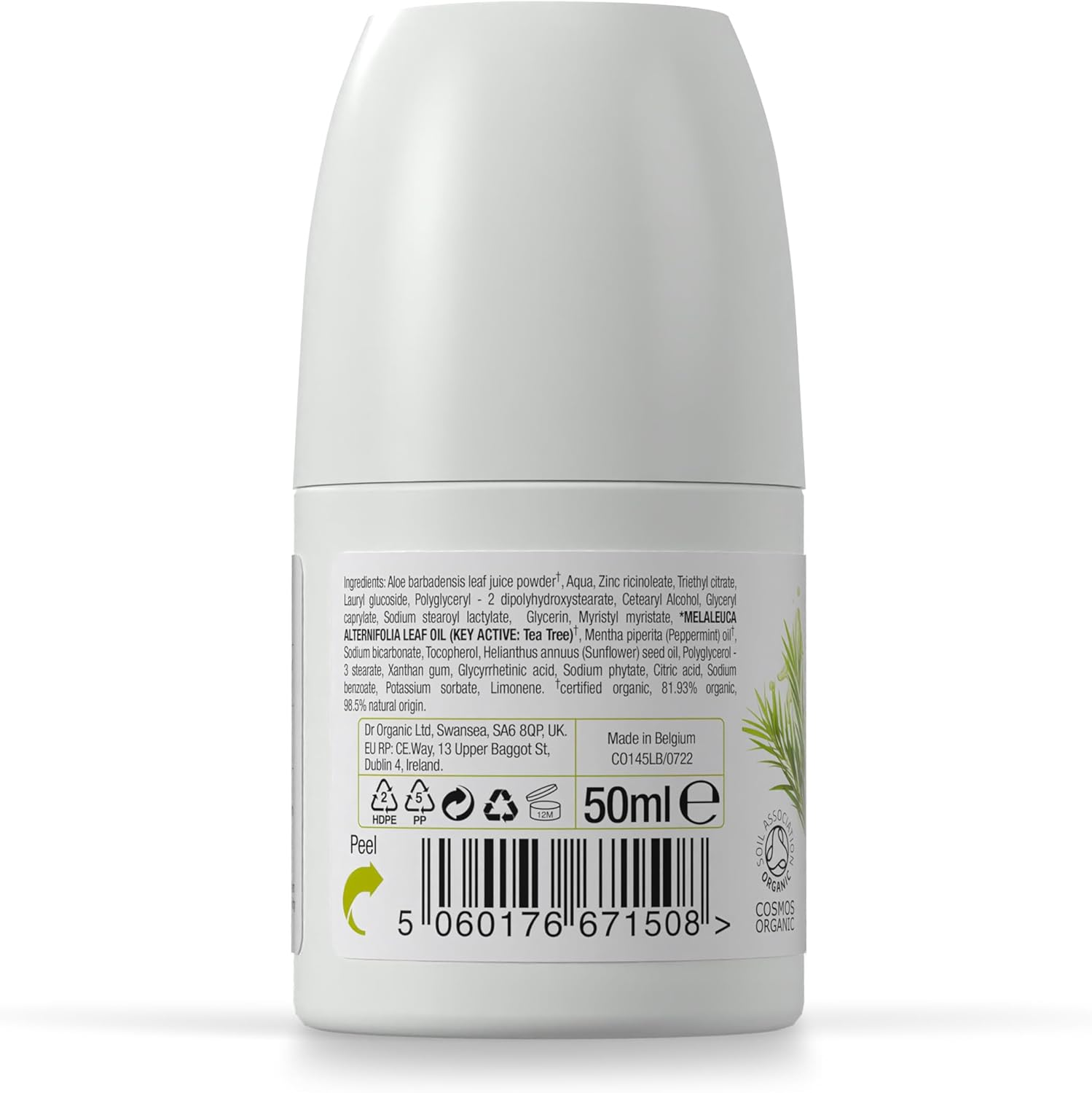 Dr Organic Tea Tree Deodorant, Aluminium Free, Mens, Womens, Natural, Vegan, Cruelty-Free, Paraben & Sls-Free, Recycled & Recyclable, Certified Organic, 50Ml, Packaging May Vary image number 2
