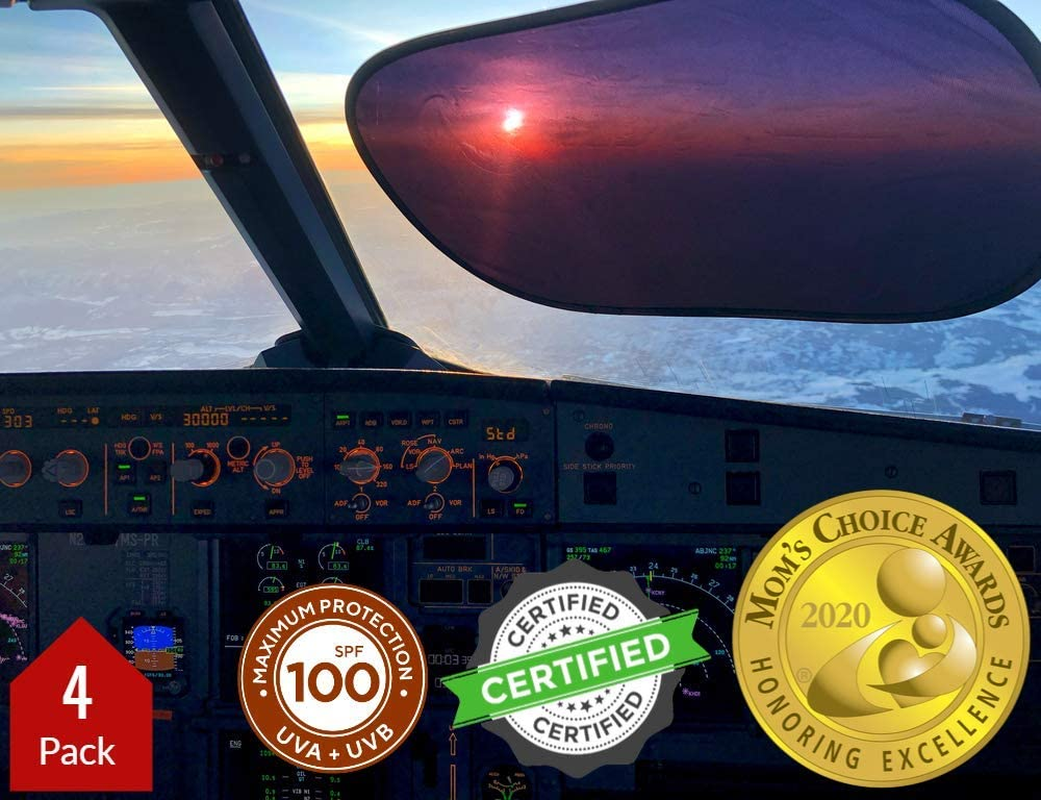 Kinder Fluff Car Window Shade (4Pack)-The Only Certified Cockpit & Car Window Sun Shade for Baby & Pilots Proven to Block 99.95% UVR -Mom'S Choice Gold Award- Aircraft & Car Seat Sun Protection - S image number 4