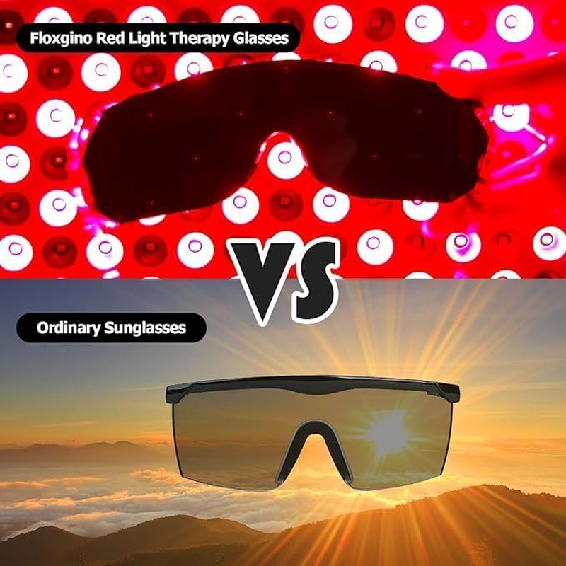 Red Light Therapy Glasses, Effectively Filter Red Light and Infrared Radiation from 150Nm to 2200Nm, Tanning Goggles