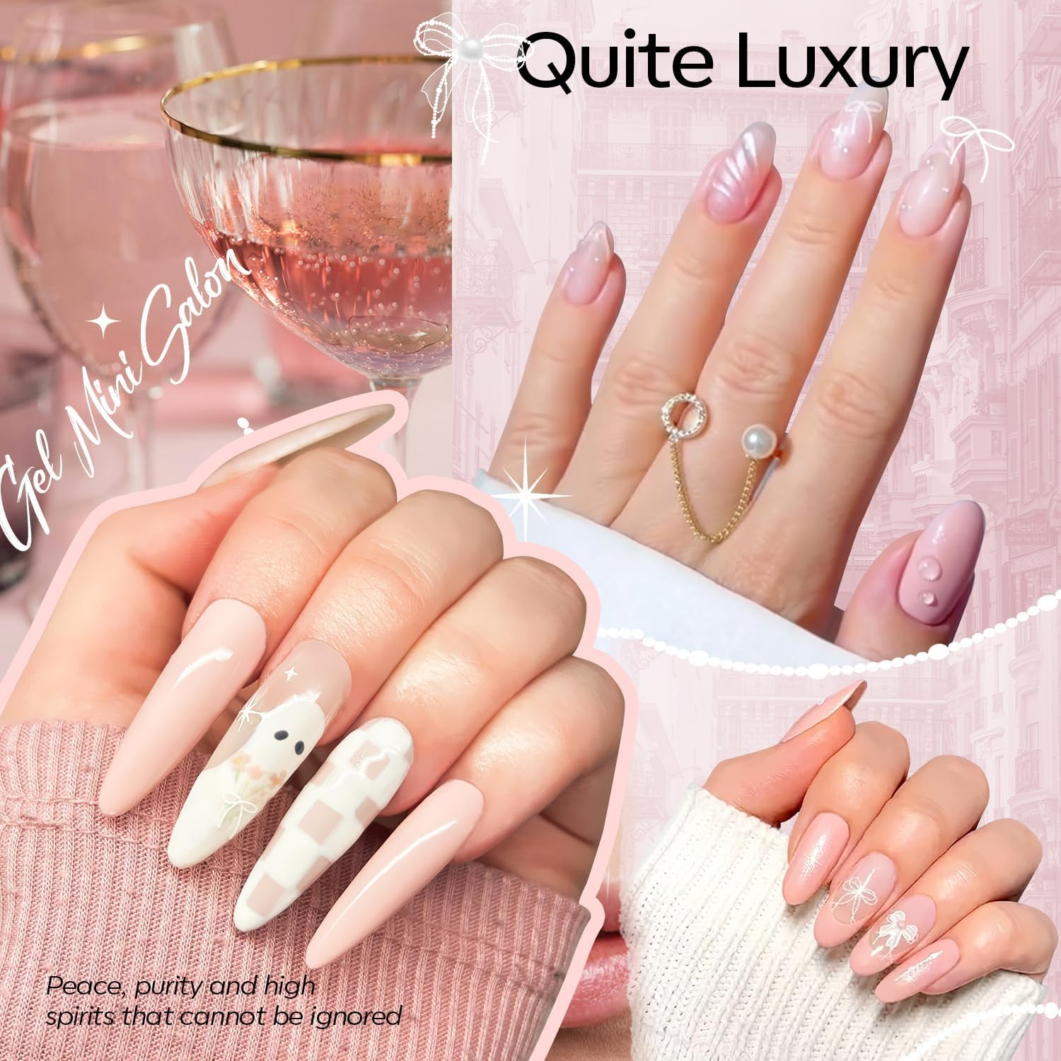 Modelones Gel Nail Polish Kit with U V Light, 4 Colors Gel Mini Salon, Base&Top Coat and Stickers, Milky White Nude Pink Glitter Fall Manicure Set, DIY Home Nail Art Decoration Kit, Gift for Women image number 2