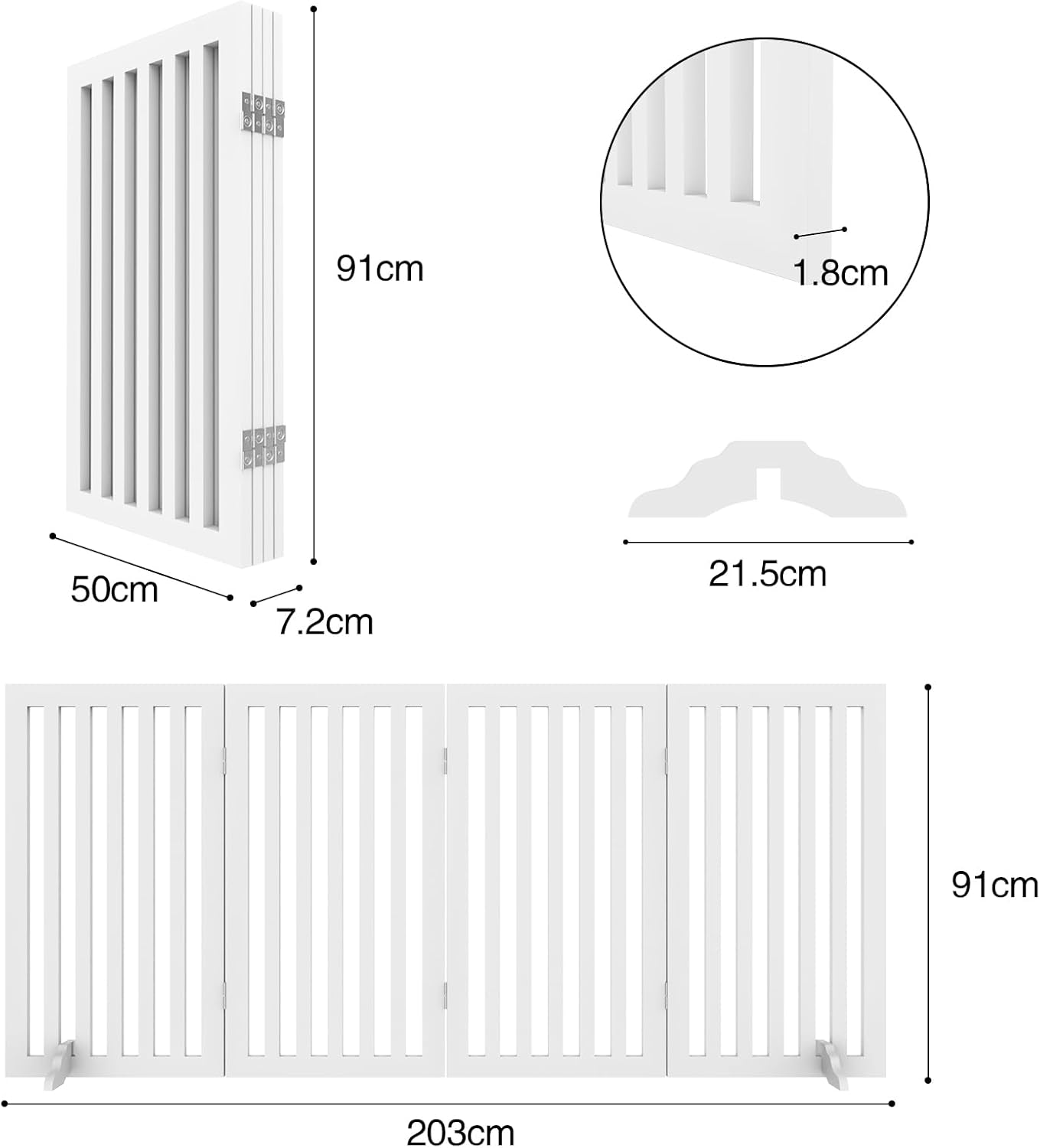 Oppsbuy Large Free Standing Dog Gate, Extra Wide Safety Wood Pet Gate, Extra Tall Foldable Dog Gate Indoor,Doorway Pet Barrier, Expands up to 141Cm image number 2