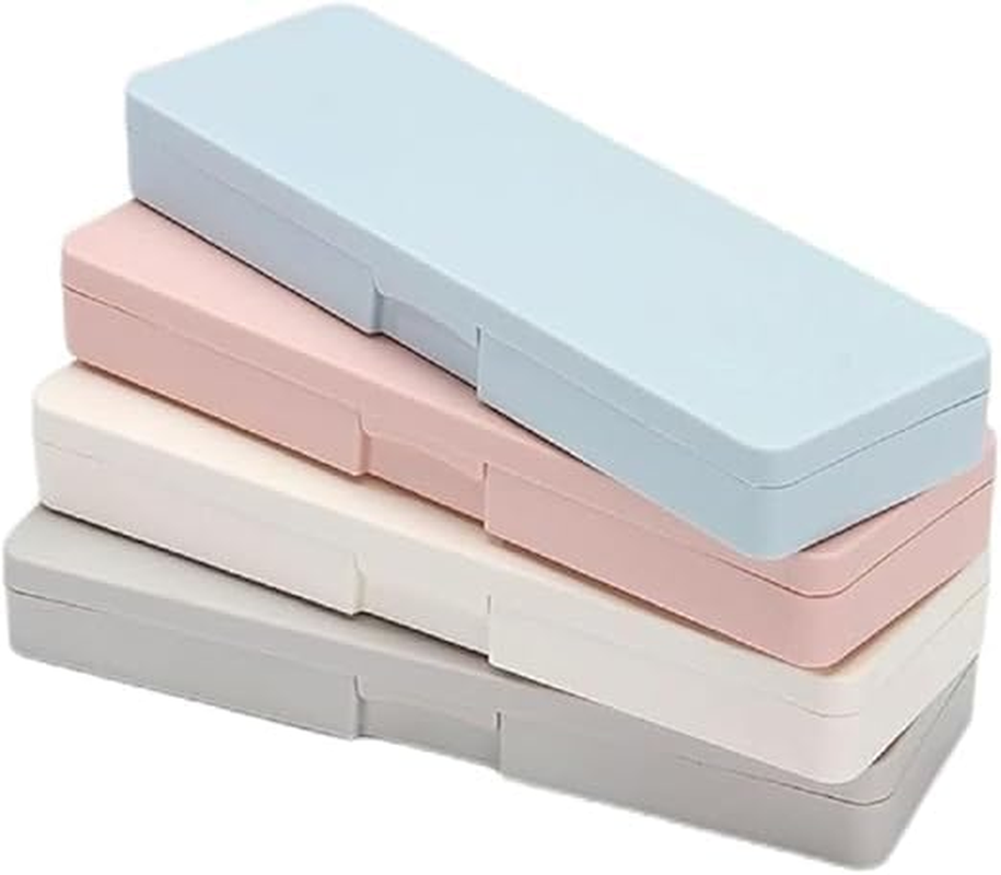Pencil Box - 4 Pack Plastic Pencil Boxes with Snap Tight Lid, Stackable Design, Office Supplies Organizer