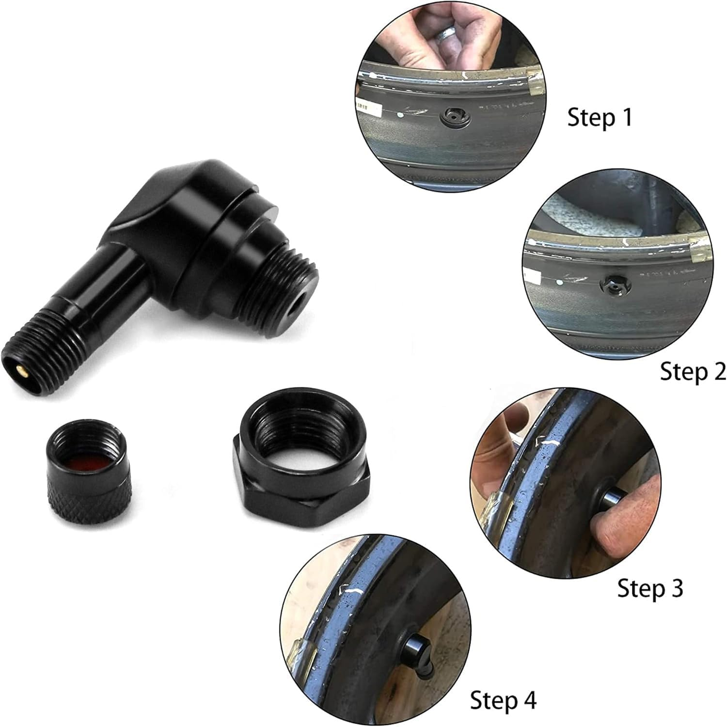 2PCS CNC Motorcycle Tire Valve Stems, 90 Degree Aluminum Alloy Valve Air Stems for 10 to 11.3 Mm Tubeless Tires, Rim Wheel Valve Angle with Rubber Seals for Most Motorcycles Bikes Scooters