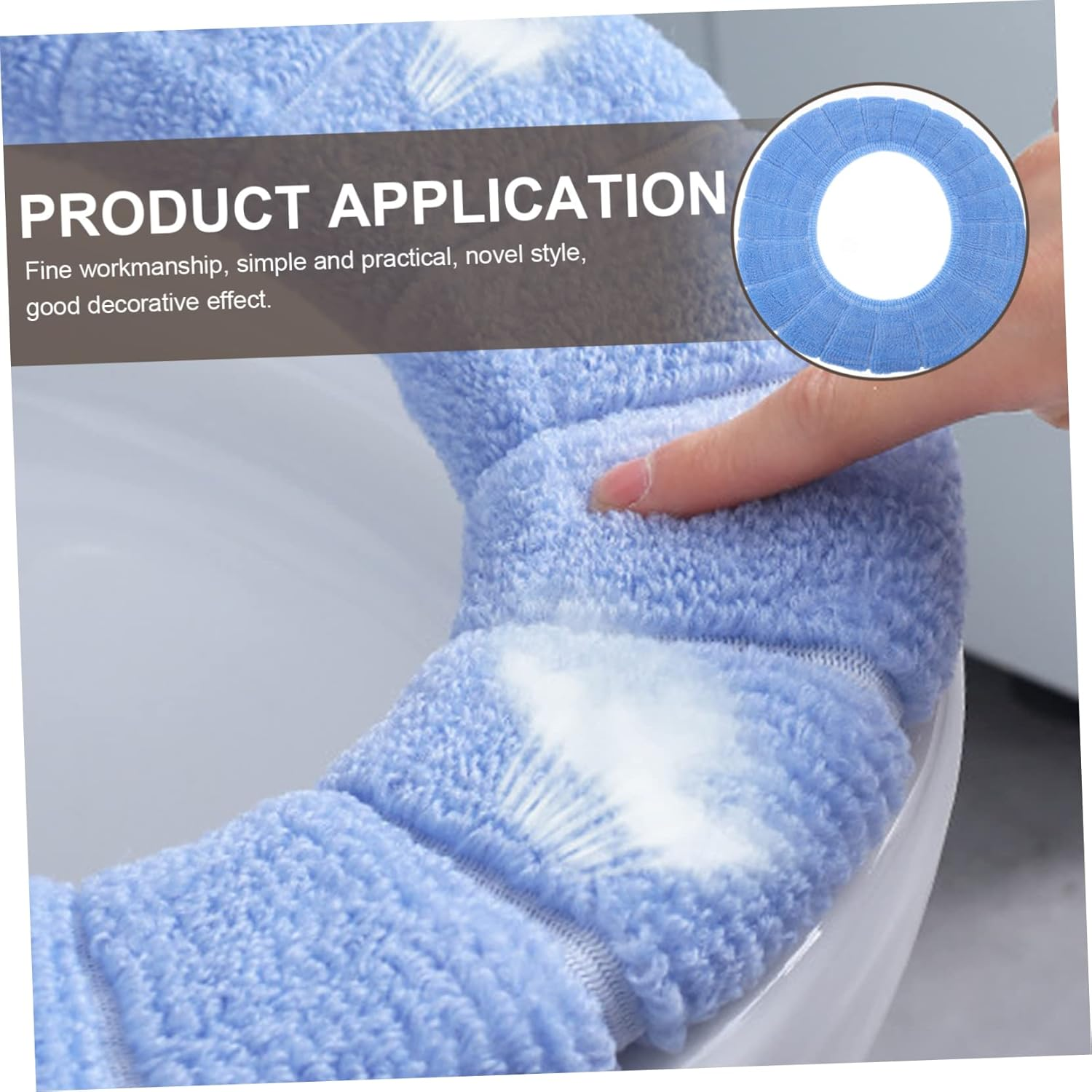 Healifty 4Pcs Toilet Mat Blue Seat Covers Black Pouf Foldable Potty Washable Toilet Pads Breathable Toilet Cover Toilet Cushion Non Bathroom Cover Warm Covers for Toilet Washable Seat Pads image number 4