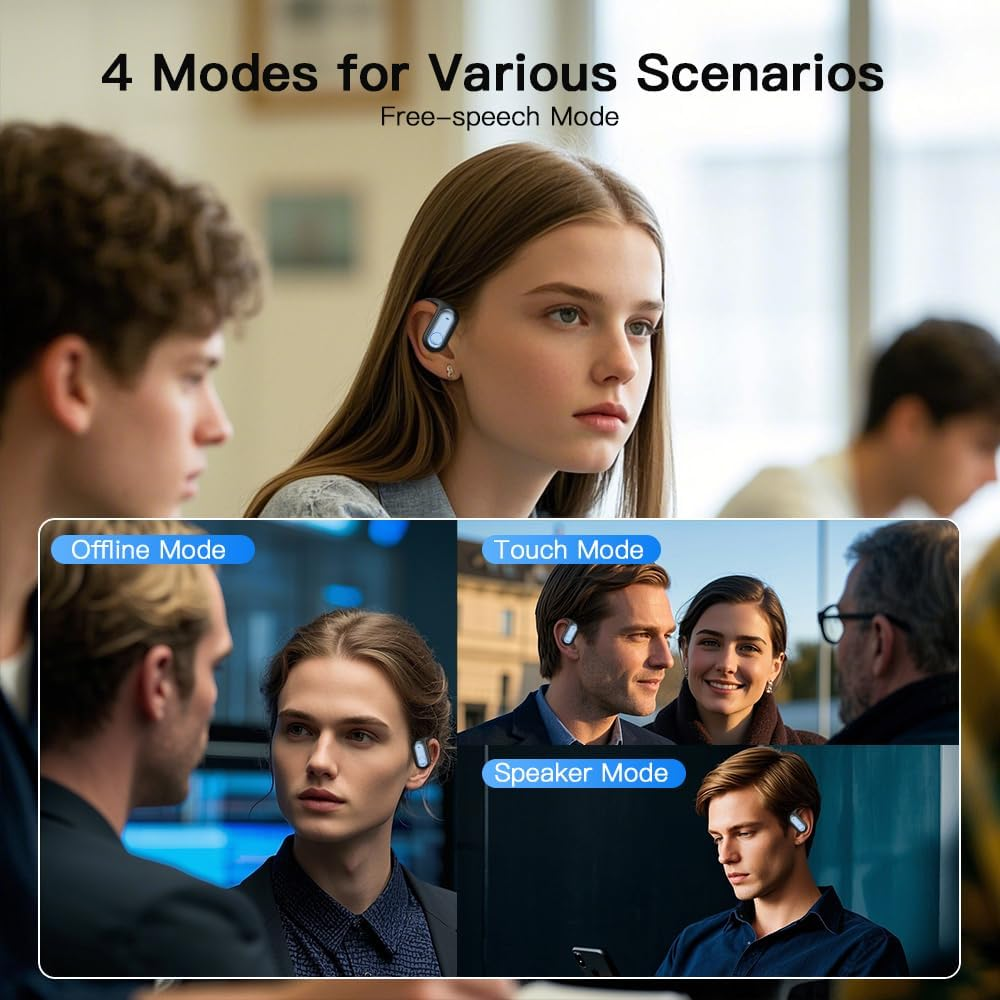 AI Real-Time Translation Earbuds, Bluetooth 5.4 Headphones Translator for 144 Languages & Accents, OWS LCD Touch Screen Real-Time Earphones Fit Ios and Android Ideal for Travel Business Learning image number 1