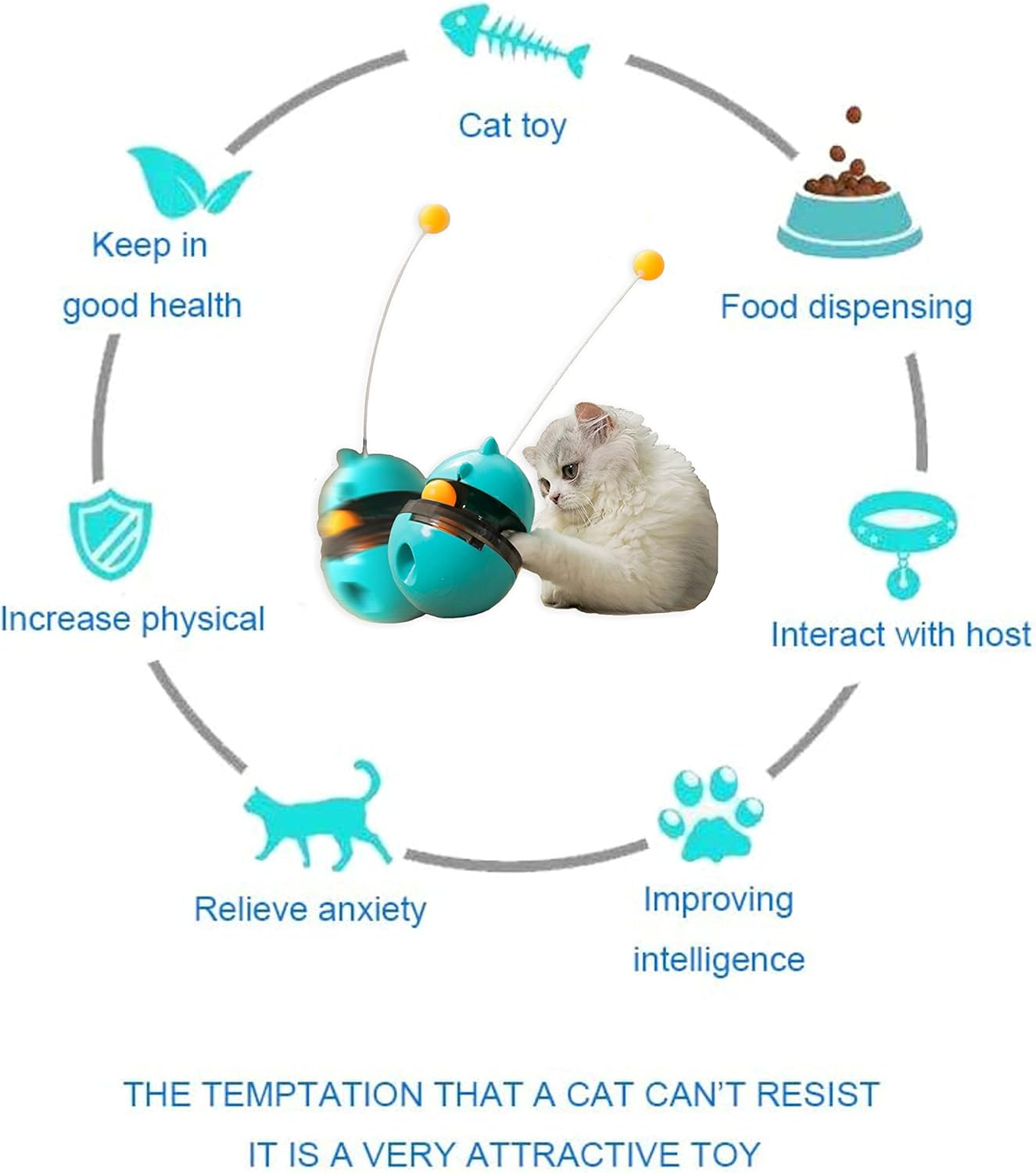 Cat Treat Dispenser Tumbler Interactive Puzzle Feeder, Cat Snacks Temptations Ball Food Puzzle Toy image number 1