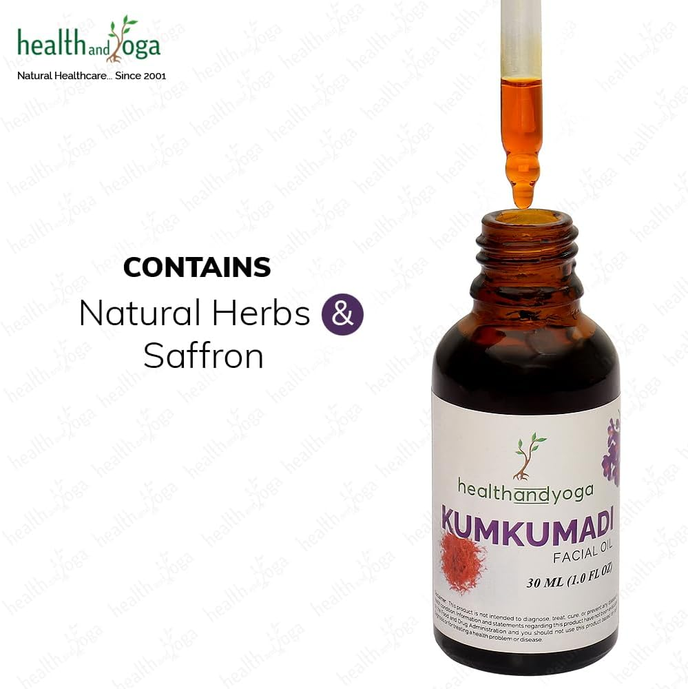 Healthandyoga Kumkumadi Face Glow Oil - 100% Ayurvedic - Boosts Glow & Brightens Skin - Anti-Aging - Reduces Dark Spots, Pigmentation - for All Skin Types - 30 Ml image number 3