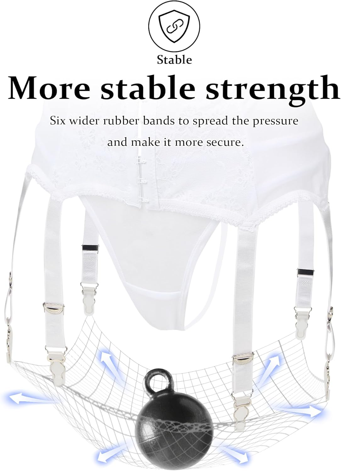 Ohmydear Women'S Lace Garter Belts plus Size Mesh Suspender Belt with 6 Straps Metal Clip for Thigh High Stockings image number 2