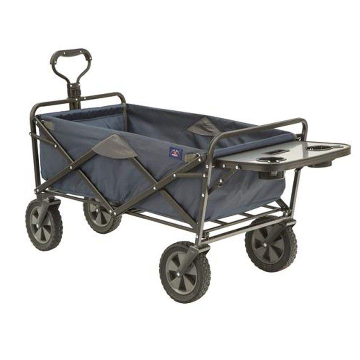 Mac Sports Heavy Duty Steel Frame Collapsible Folding 150 Pound Capacity Outdoor Garden Utility Wagon Yard Cart with Table and Cup Holders, Navy image number 5