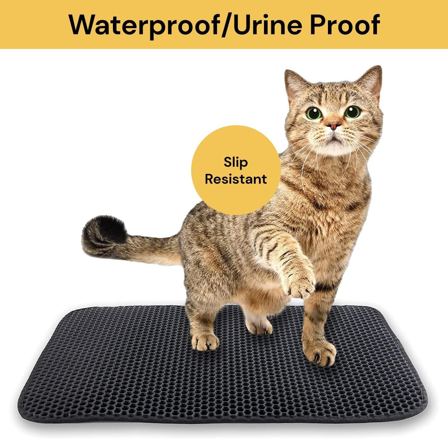 Spendeal Cat Litter Mat Honeycomb Double Layer Waterproof Urine Proof Trapping Large Mat, Scatter Control Kitty Litter Mat, Easier to Clean, Washable Non-Slip Litter Trapping Mat (S (50X40Cm)) image number 1