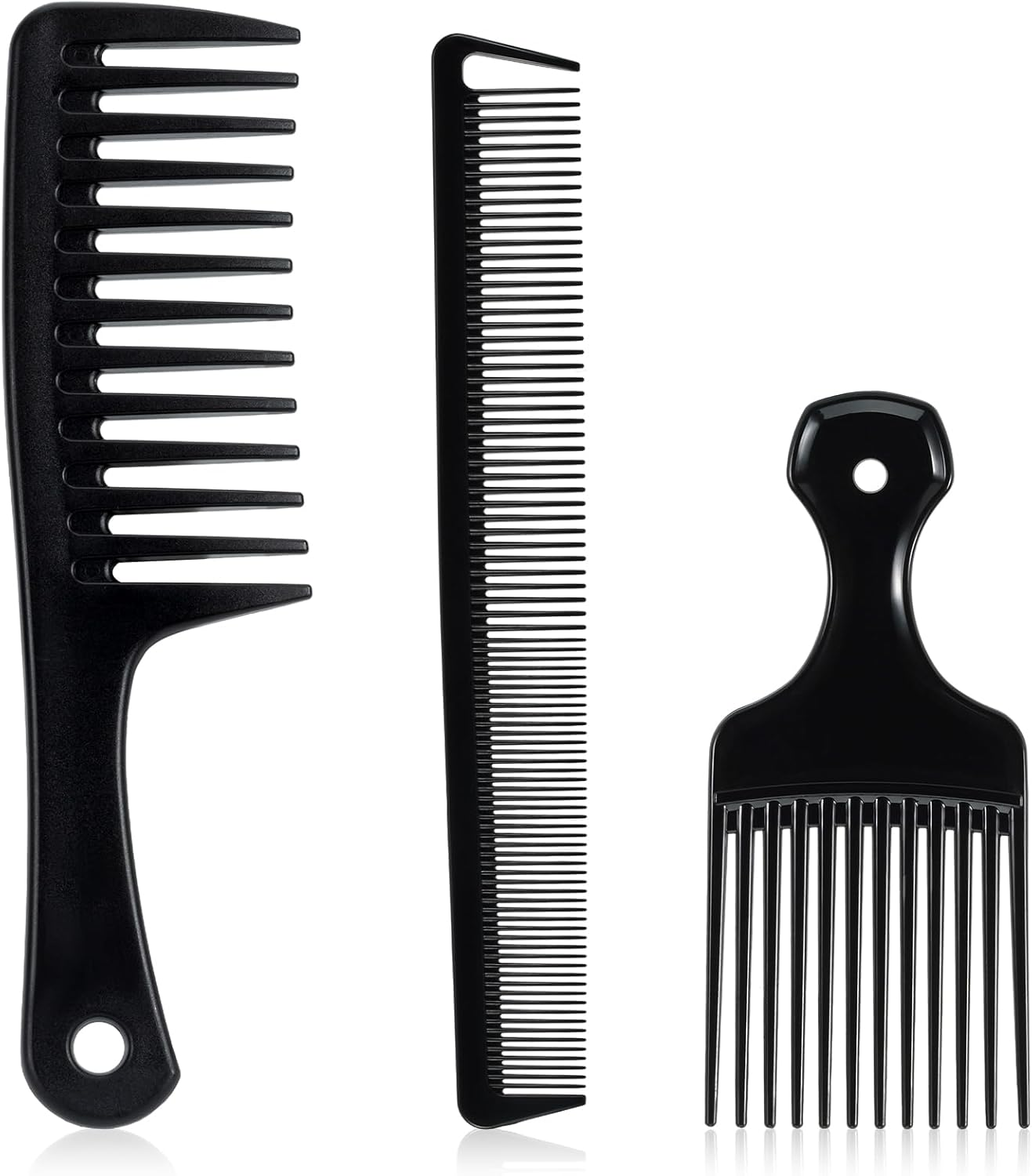 3PCS Wide Tooth Comb Afro Comb for Men Afro Hair Pick Men&rsquo;S Combs for Hair Detangling Comb for Curly Hair Carbon Fiber, 3 Piece