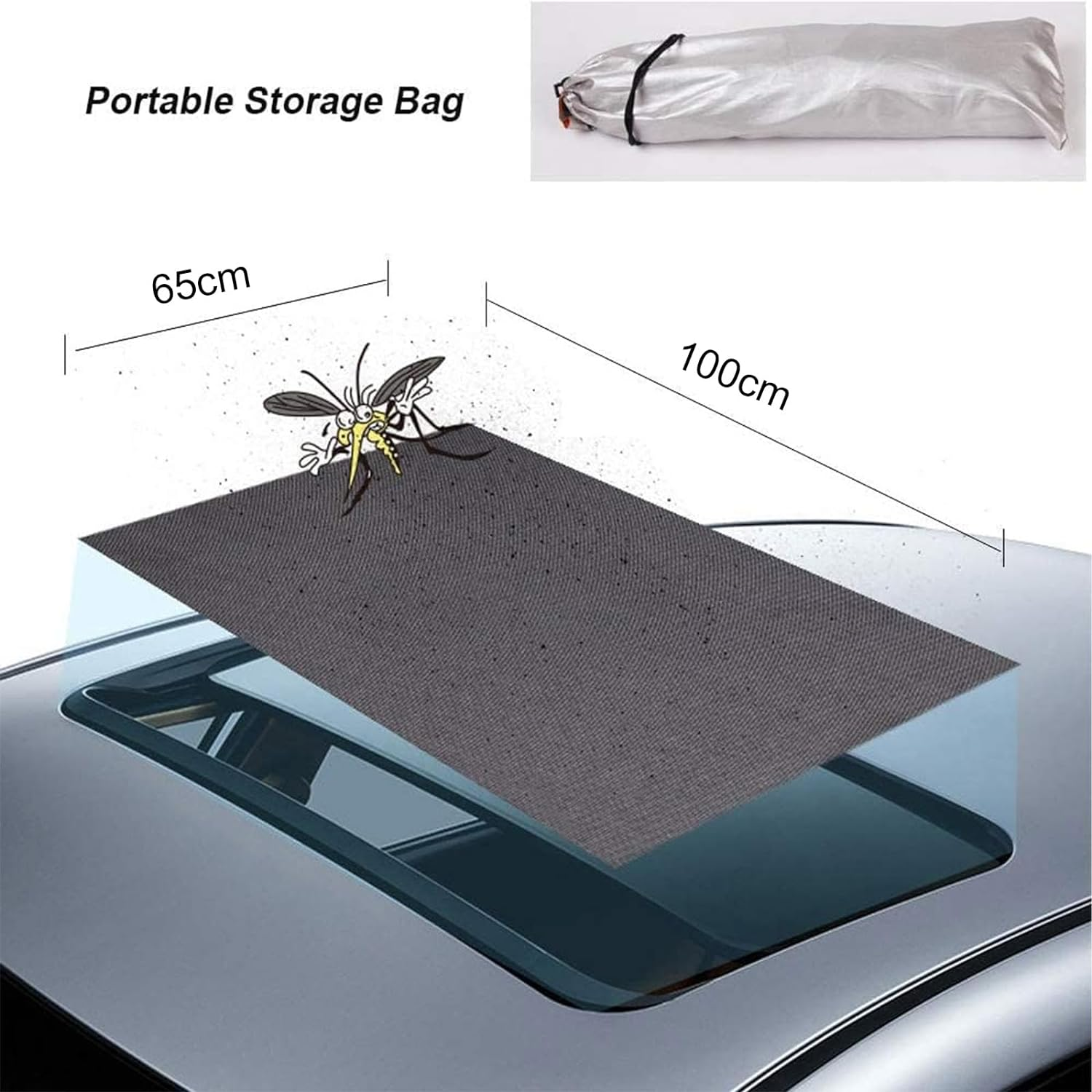 Car Magnetic Sunroof Sun Shade, UV Sun Protection for Moonroof, Car Roof Cover for Overnight Camping Can Breathable and Prevent Bugs, Can Also Be Used for Side Windows image number 6