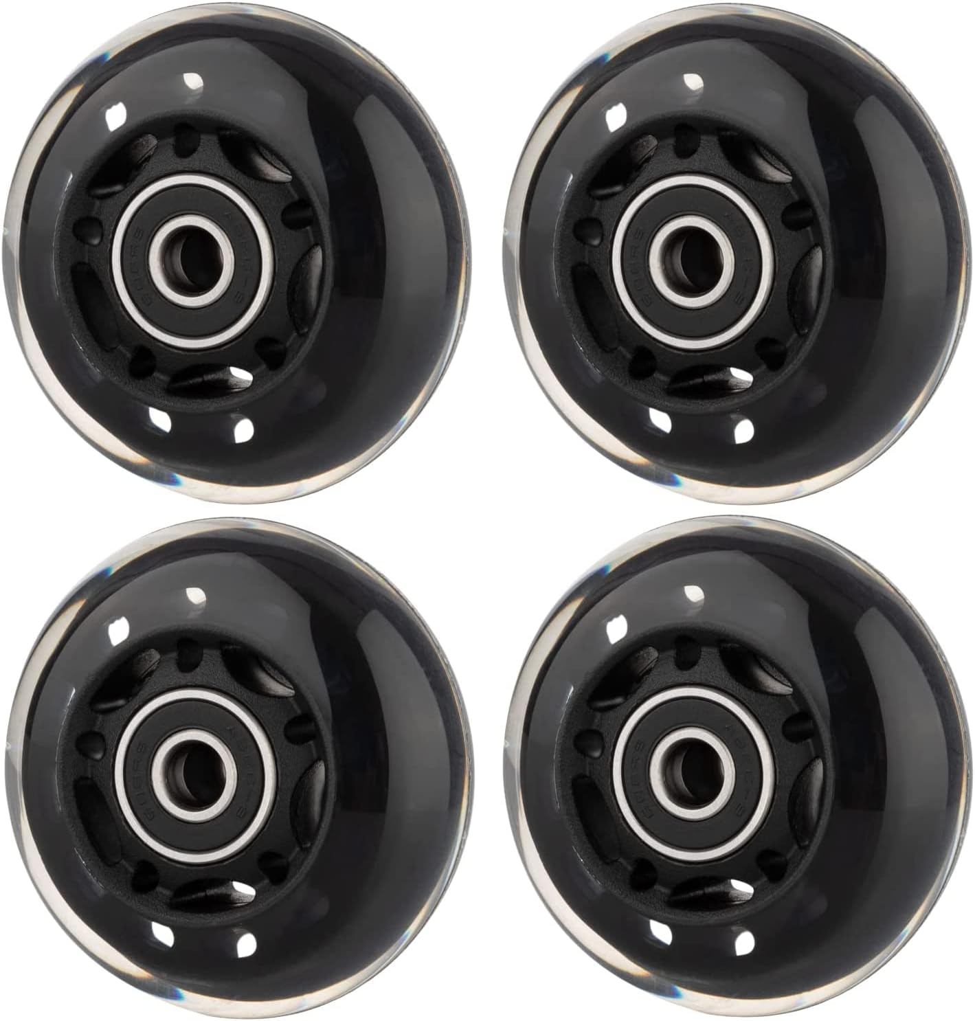AOWESM 64Mm Inline Skate Wheels 82A W/Bearings ABEC-9 for Rollerblade, Pelican Storm Case, Roller Board Bag, Carry-On Luggage Suitcase, Water Rower Seat, Steady Rest Wood Lathe, Etc (4 Pack) (Black) image number 1