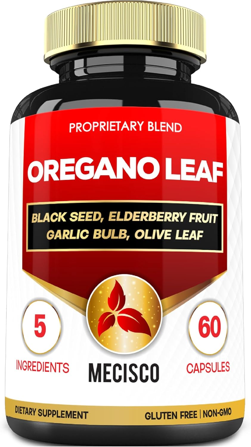5In1 Oregano Capsules with Oregano Leaves and Black Seed, Elderberry, Garlic Bulb, and Olive - Support Immune & Digestive Health for Men and Women - 60 Count for 2 Months Supply image number 1