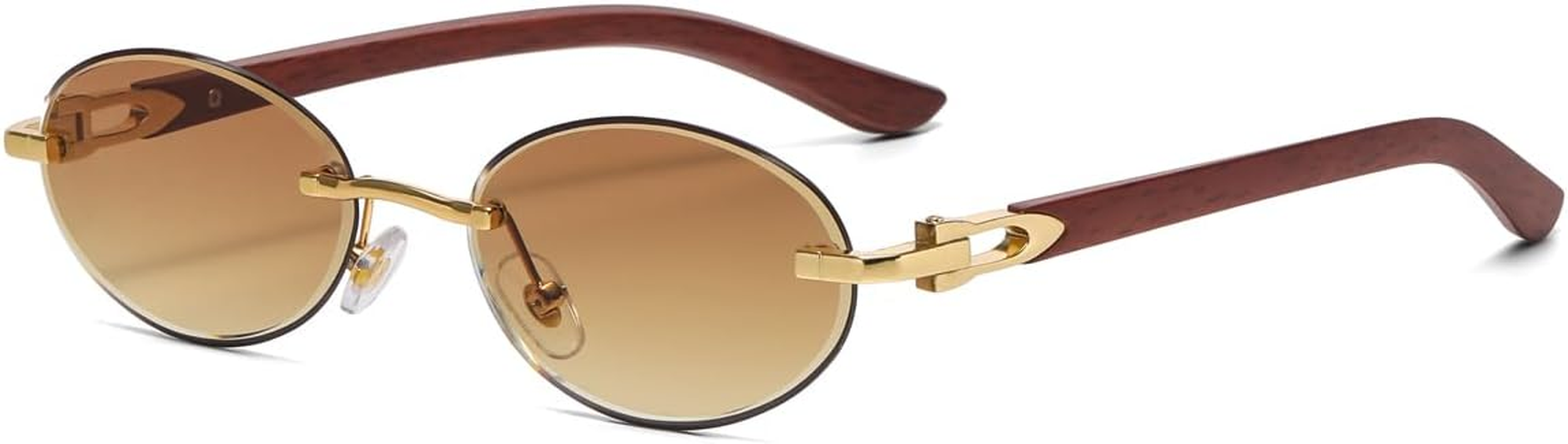 LIGOES Oval Sunglasses for Men Women Rimless Sunglasses Metal Glasses Fashion round Glasses