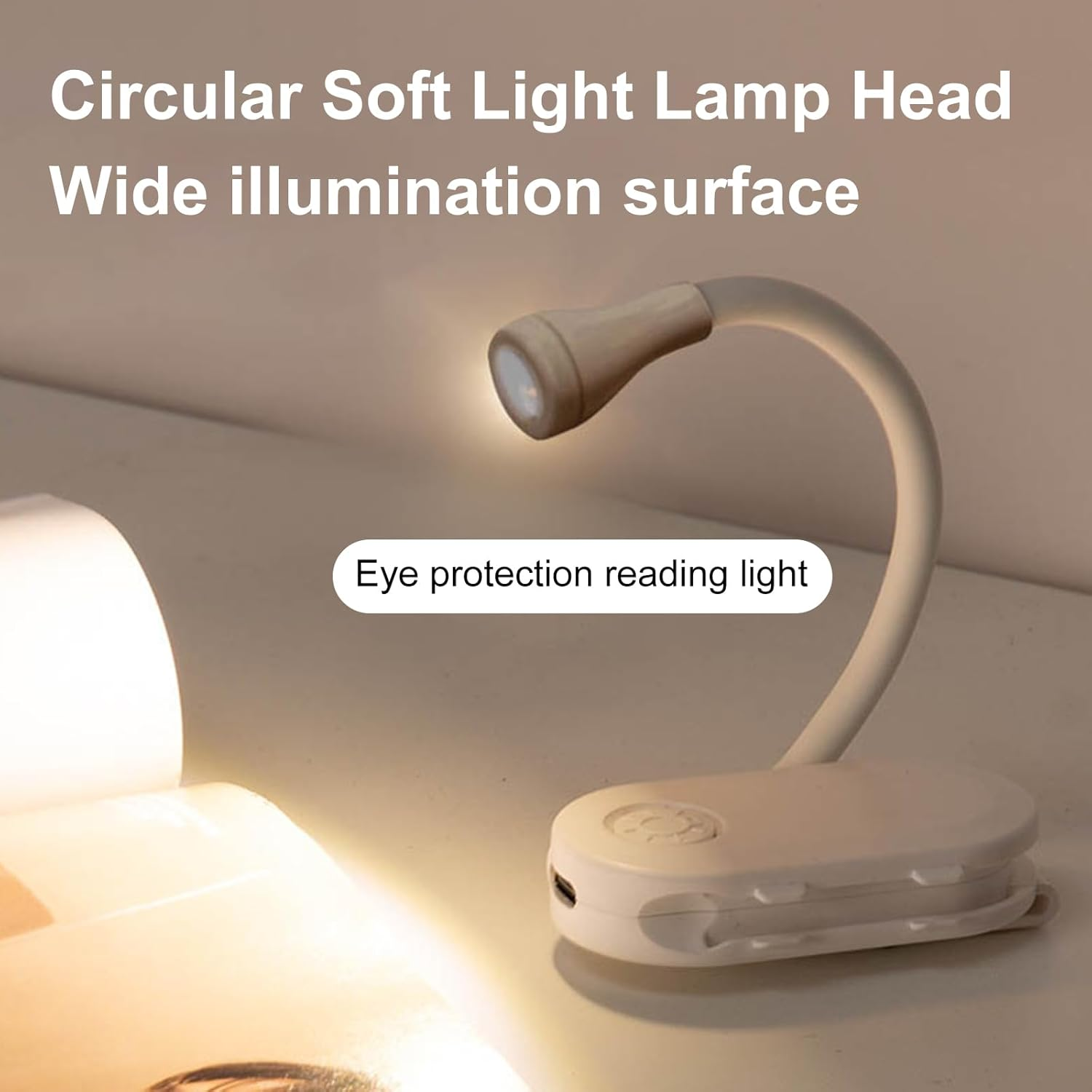 Reading Lamp Book Clamp, LED Book Lamp, USB Rechargeable Clamp Lamp with 3 Colour Temperature Modes, 360&deg; Rotatable, Adjustable Brightness, Book Reading Light for Night Reading in Bed, Gift for Book image number 2