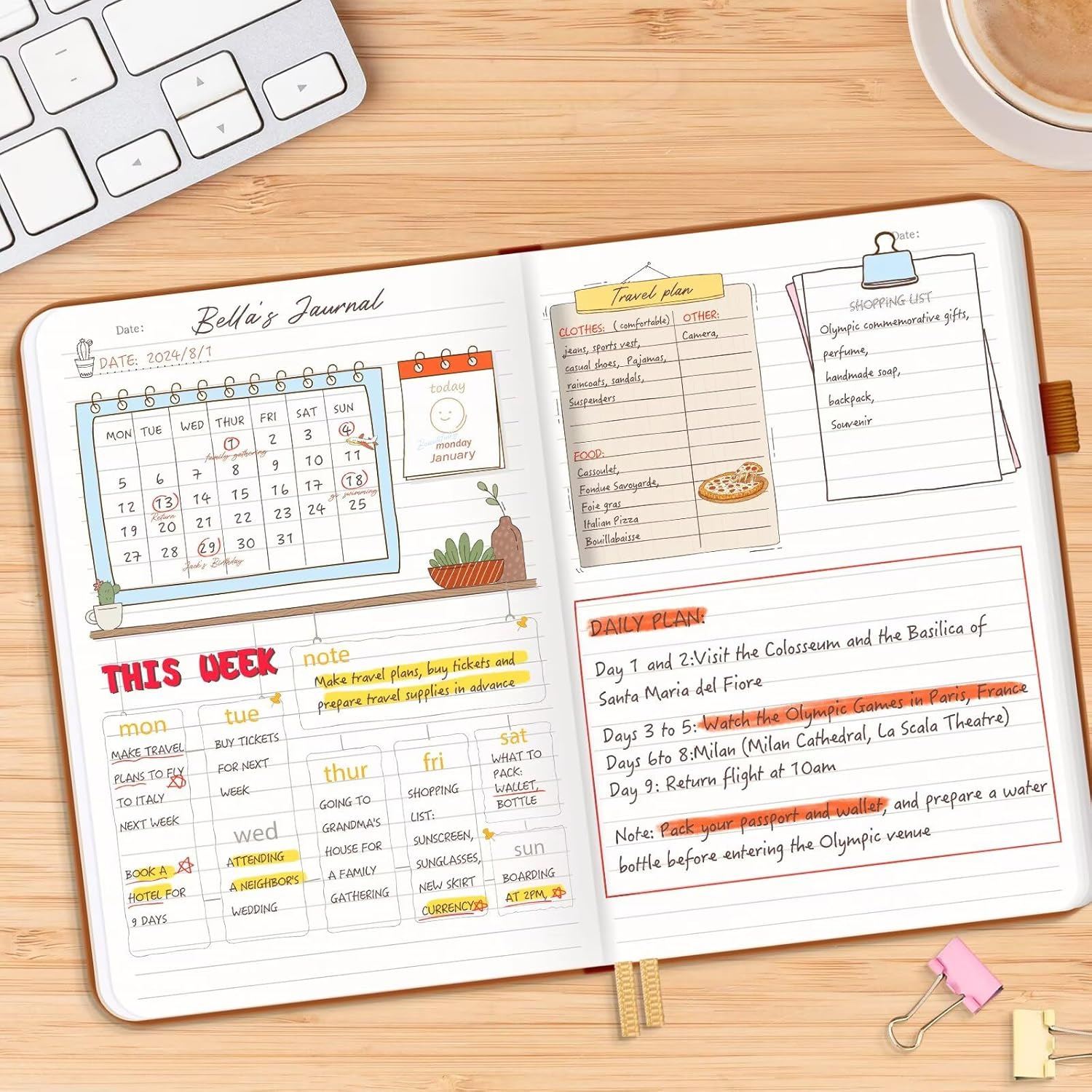 Lonely Oak Lined Journal Notebook, A5 Hardcover Lined Notebook for Women & Men, 120GSM Acid-Free Paper with Leather Hardcover and Inner Pocket, Daily Diary Journal for Work(Brown) image number 7