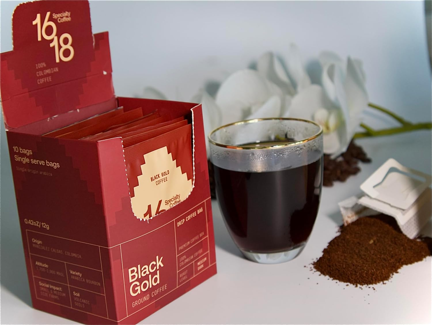 COLOMBIAN GROUND COFFEE BOX 10 DRIPS BAGS PREMIUM BOURBON FAIR TRADE COFFEE-SPECIALTY COFFEE image number 4