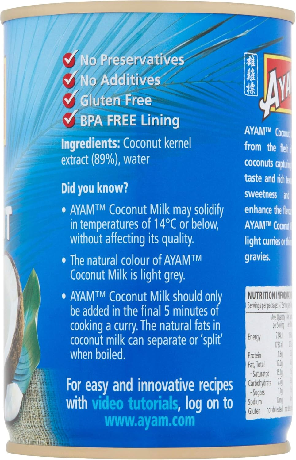 AYAM Premium Coconut Milk - 12 X 400Ml image number 1