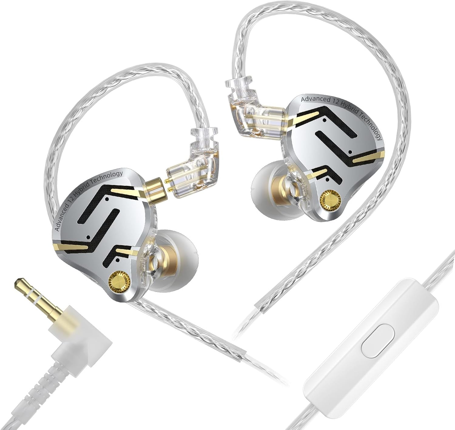 KZ ZS12 PRO 2 in Ear Monitor Headphones, 5BA+1DD 6 Hybrid Driver Gaming Earbuds Wired Earphones, Hifi Clarity Sound Immersive Bass Iems for Gaming Musicians Singers Audiophiles (Black with Microphone)