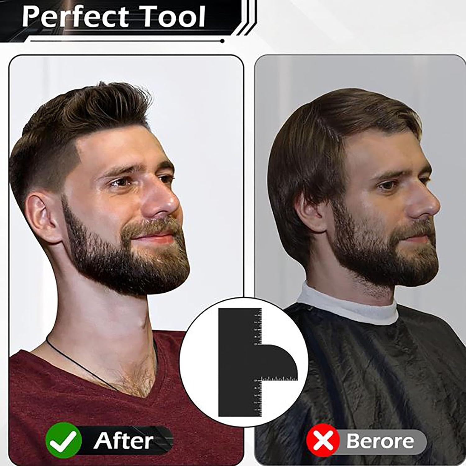 SYGELER Enhancement Card for Barbers | 3-In-1 Reusable Hairline Stencil for Fades/Beards/Edges | Precision Guide for Salon & DIY Haircuts image number 6